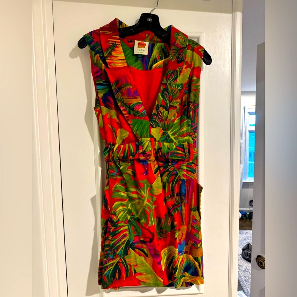 FARM Rio Red and Green Women’s Mini Dress with Tropical Print